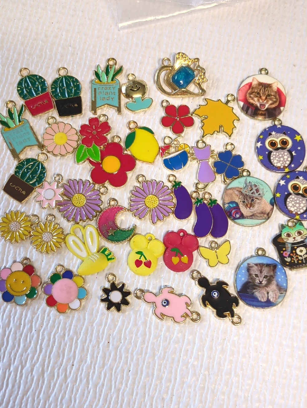 💚4/$10💚Y36 Colorful Enamel Charm Assortment - Floral, Fruit & Animal Motifs
